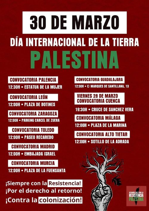 30 de Marzo Día internacional de la Tierra Palestina