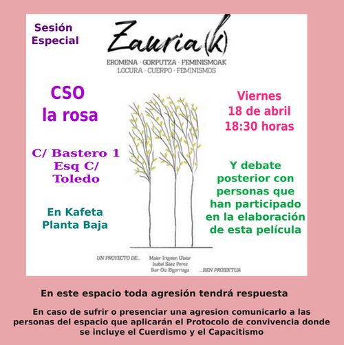Proyeción de Zauria(K) con dialogo posterior