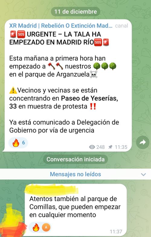 🚨🆘 URGENTE – LA TALA HA EMPEZADO EN MADRID RÍO🆘🚨