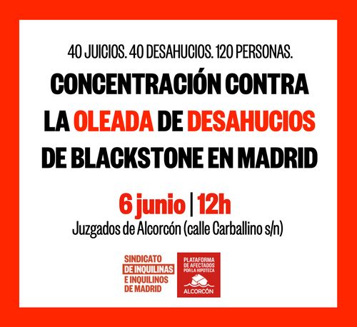 Concentración contra la oleada de desahucios de Blackstone en Madrid