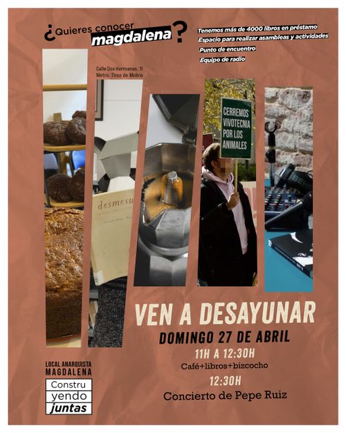 ¿Quieres conocer Magdalena? Ven el domingo 27 de abril a desayunar
