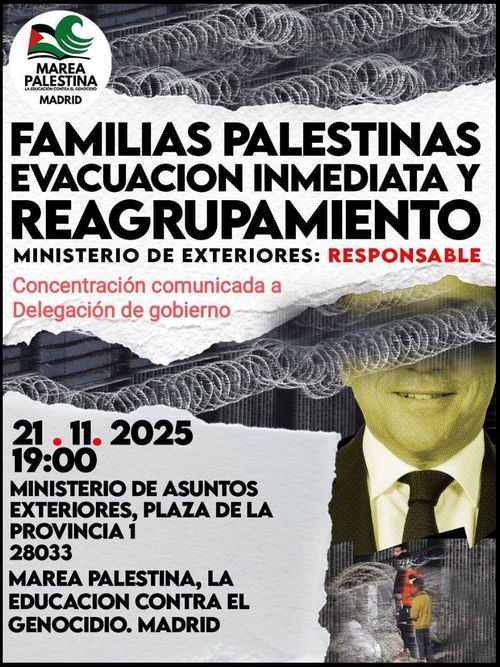 Concentración por la evacuación y reagrupamiento inmediato de las familias palestinas 