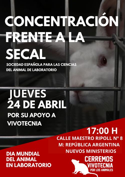 CONCENTRACIÓN FRENTE A LA SECAL (Sociedad Española para las Ciencias del Animal "de" laboratorio)