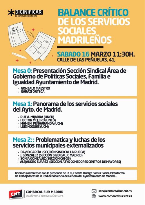 BALANCE CRITICO DE LOS SERVICIOS SOCIALES MADRILEÑOS