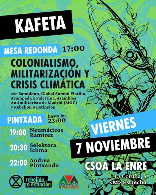 Kafeta y Mesa Redonda de XR y Acampada por Palestina