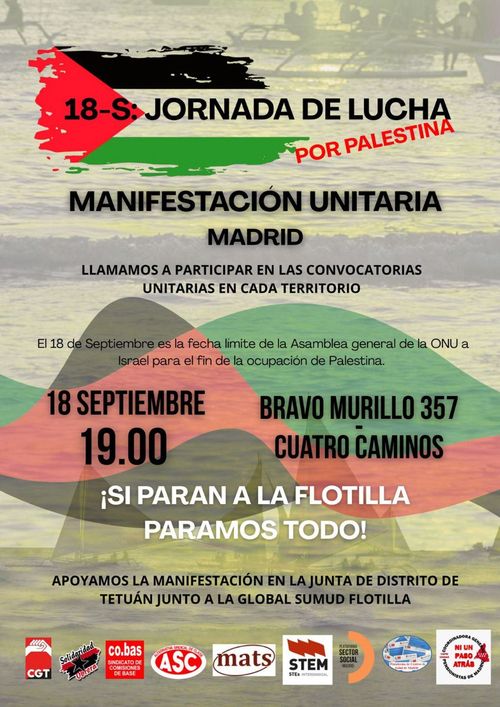 Manifestación unitaria por Palestina: si paran la flotilla paramos todo