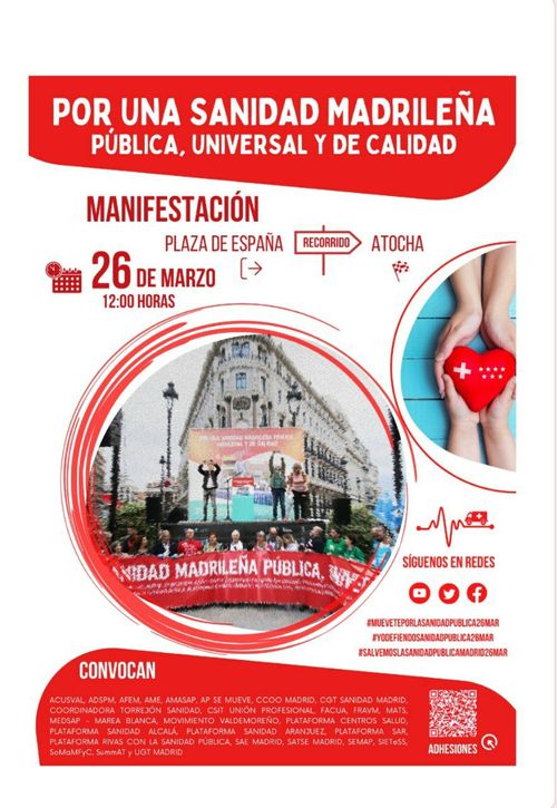 POR UNA SANIDAD MADRILEÑA PÚBLICA, UNIVERSAL Y DE CALIDAD - MANIFESTACIÓN