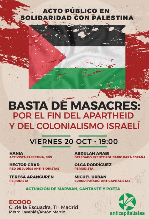 SOLIDARIEDAD CON PALESTINA acto público con música y poesía 
