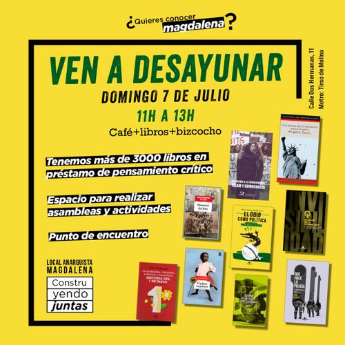 ¿Quieres conocer el Local Anarquista Magdalena? Ven a desayunar el domingo 7 