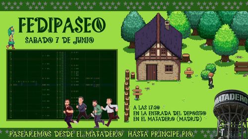 Fedipaseo
Sábado 7 de Junio
A las 17:30
En la entrada del depósito del Matadero
Pasearemos desde Matadero hasta Príncipe Pío